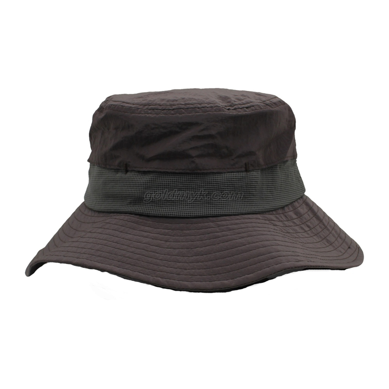 100% Polyester Fabric Bucket Cap Hand Washed Women And Men Acid Washed , Patch Embroidery, 6 Panel Cap