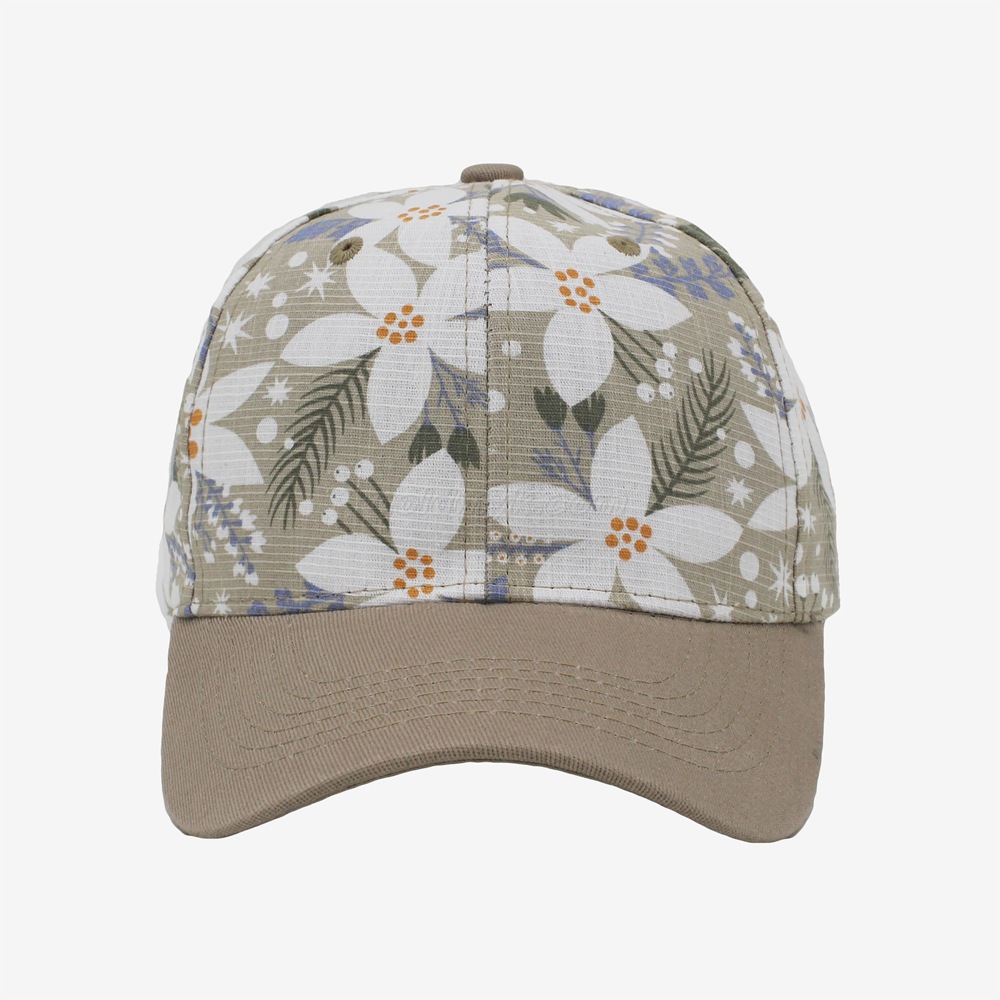Beautiful Flower Fabric Baseball Cap And Hat with Structured Front Panel And Custom Logo Design 