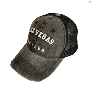 Customized Embroidery Coated Washed Distressed Mesh Cap