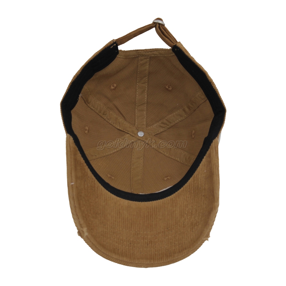 Custom Orange 100% Cotton Twill Fabric Corduroy Baseball Cap Hat Can Custom Embroidery Of Women And Men