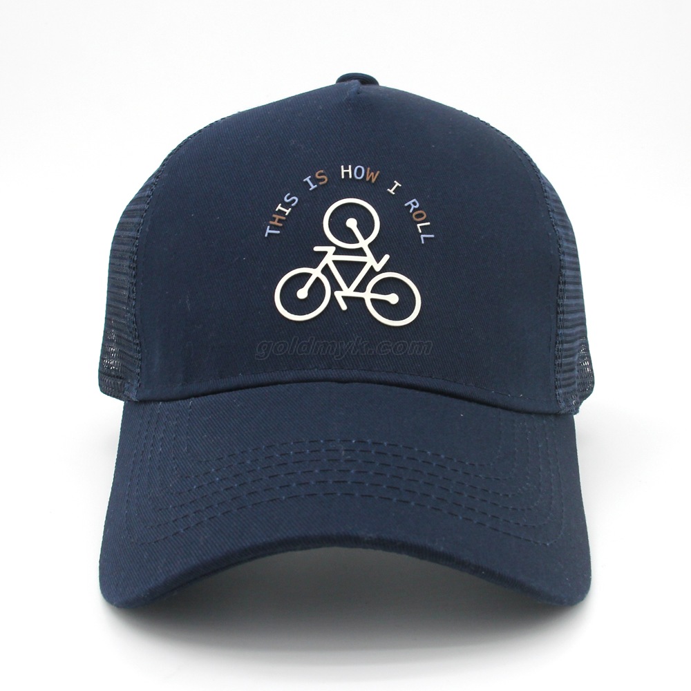 Silicone Printing Cotton Twill with Polyester Mesh Cap 5 Panel Trucker Hat Custom Logo for Unisex
