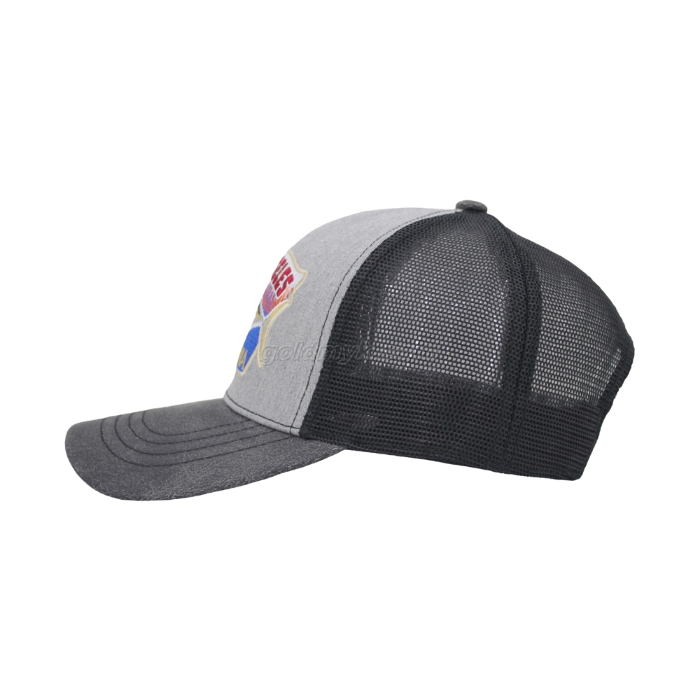 Best Sale Six Panels Heather Grey Color Cotton Twill Trucker Mesh Cap And Hat with Custom Embroidery