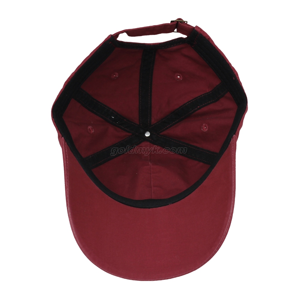 100% Cotton Baseball Cap Rope of Women And Men Custom Embroidery Silk Printed 6 Panel Cap Metal Buckle Closure