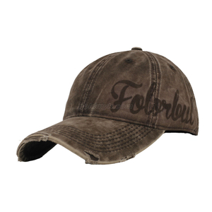100% Washed Cotton Baseball Cap Rope of Women And Men Custom Embroidery Silk Printed 6 Panel Cap Metal Buckle Closure