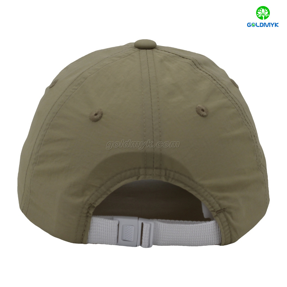 100% Polyester Khaki Flat Embroidery Street Style Custom Fabric Cap Curved Brim 6-Panel Baseball Cap