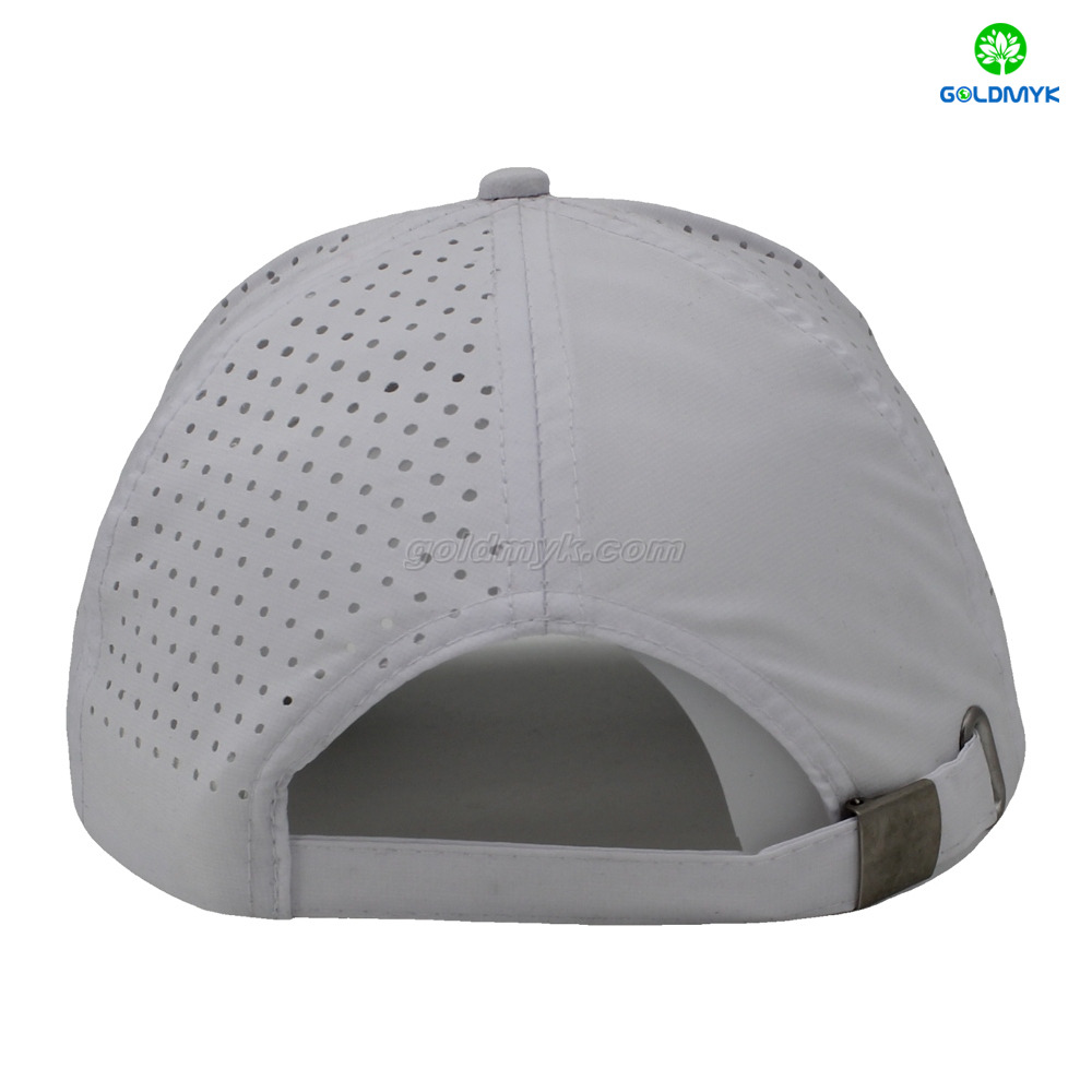 Laser Drilling Leather Patch White Street Style Custom Fabric Cap Curved Brim 6-Panel Trucker Mesh Caps