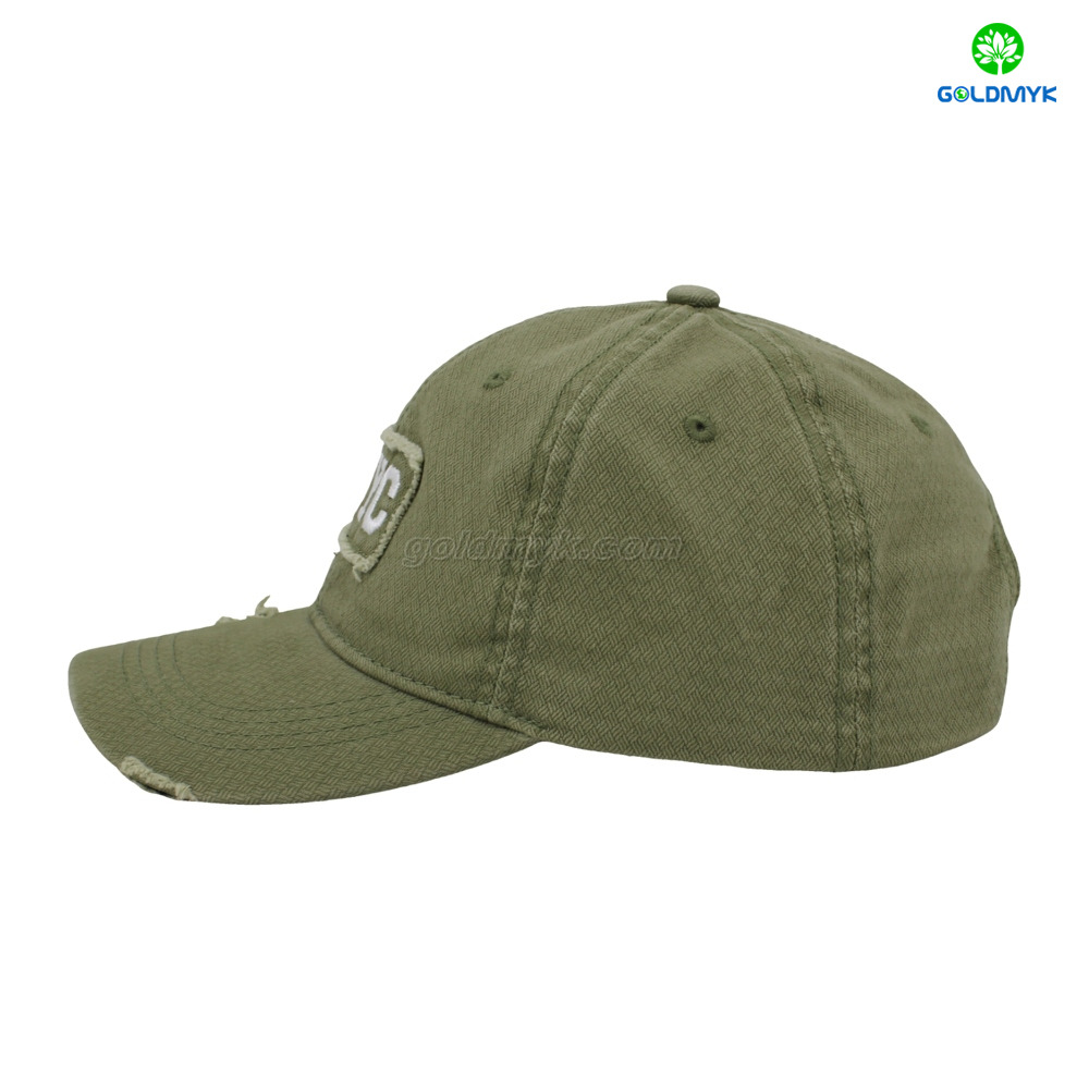 Custom 100% Cotton, Distressed Washed for Men Women, Embroidered Patch , 6-Panel Baseball Cap