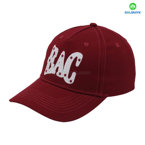 Red 5-Panel Embroidery Style Dad Hat Custom Fabric Cap Curved Brim Baseball Cap
