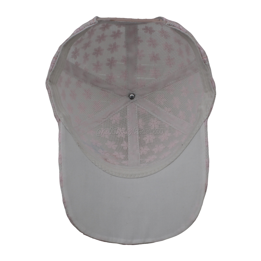 100% Polyester Baseball Cap Rope of Women And Men Custom Embroidery Silk Printed 6 Panel Cap Metal Buckle Closure