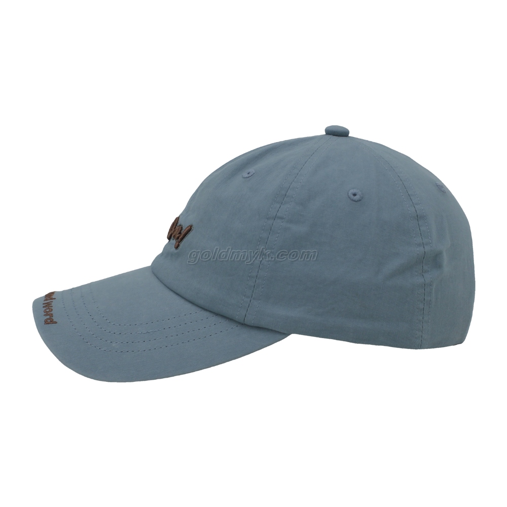 100% Washed Cotton Baseball Cap Rope of Women And Men Custom Embroidery Silk Printed 6 Panel Cap Metal Buckle Closure