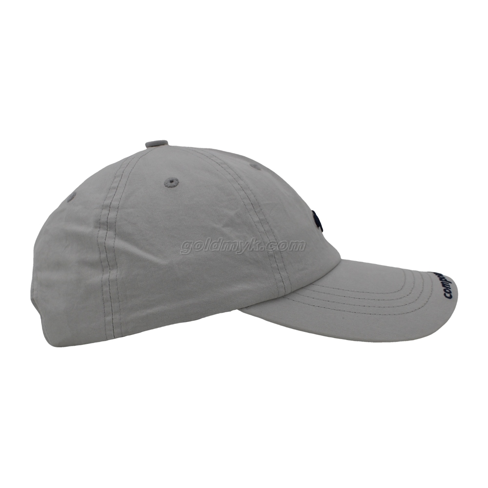 100% Washed Cotton Baseball Cap Rope of Women And Men Custom Embroidery Silk Printed 6 Panel Cap Metal Buckle Closure