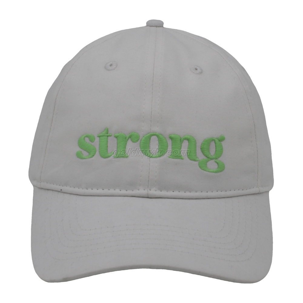 100% Cotton Baseball Cap Rope of Women And Men Custom Embroidery Silk Printed 6 Panel Cap Metal Buckle Closure