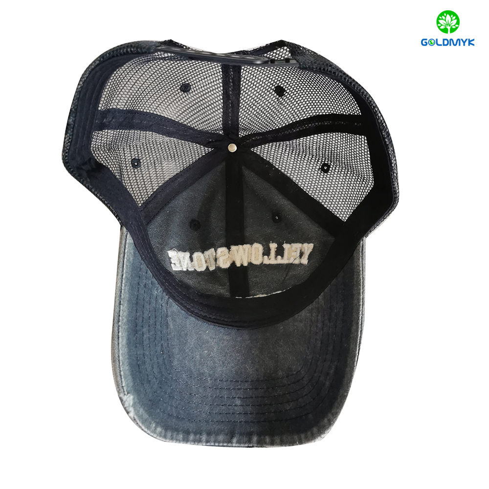Customized Embroidery Coated Washed Mesh Cap