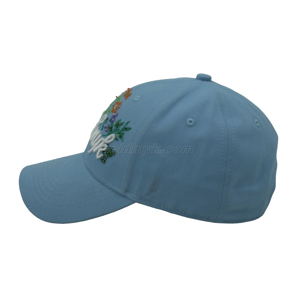 Fashion And Hot Sale Cotton Twill Fabric Baseball Cap And Hat with 3D Embroidery And Beaded Embroidery