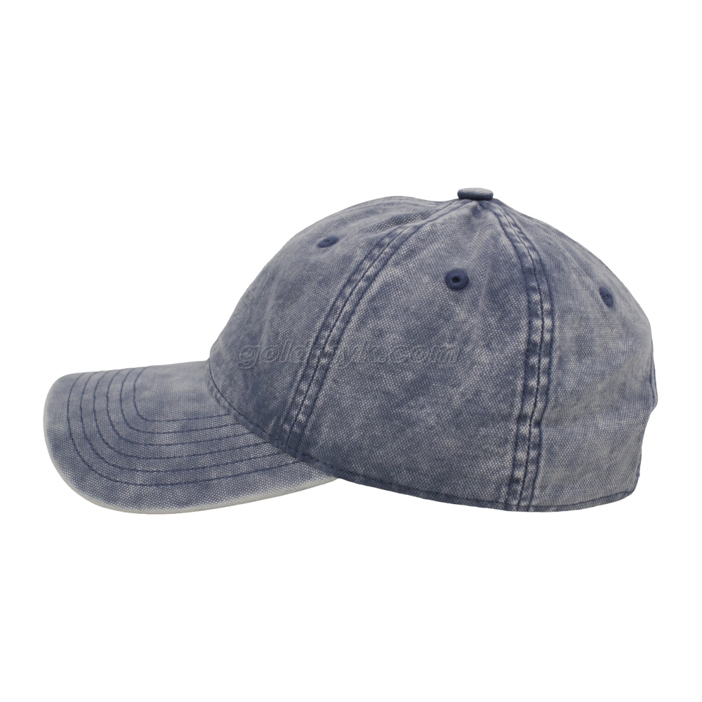 Custom Blue 100% Cotton Twill Fabric Coated Washed Canvas Baseball Cap Hat Can Custom Embroidery Of Women And Men