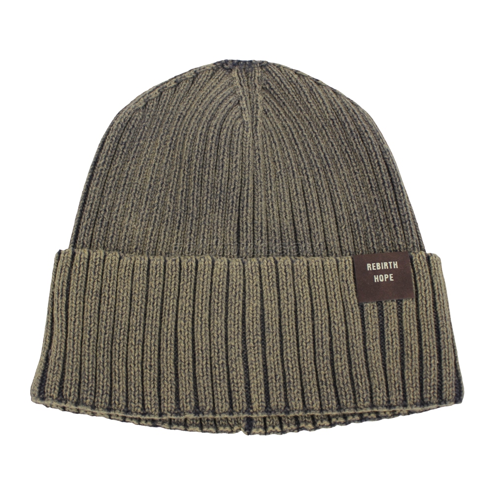 Custom Beanie Knitted Winter Hat Woven Embroidery for Men Women Winter Knit Hat Warm Slouchy Beanie Cuffed Skull Cap