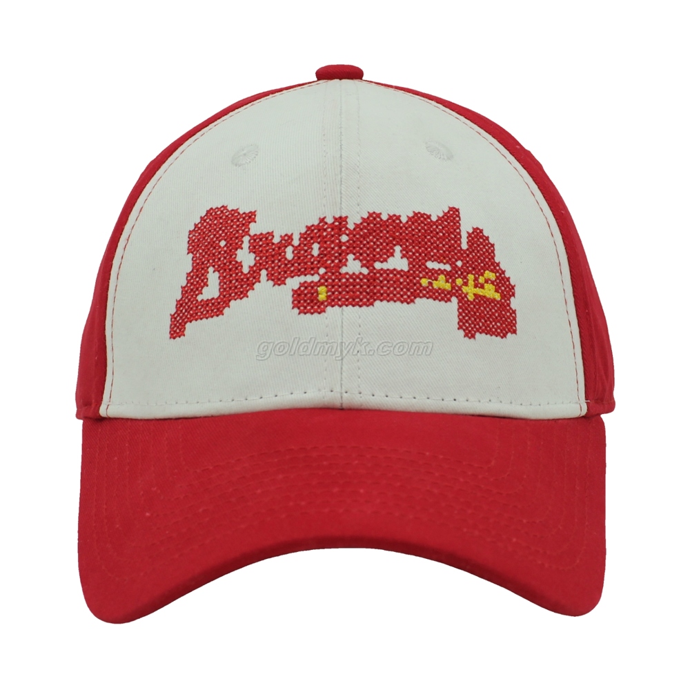 Premium Quality Brushed Cotton Fabric Structured Baseball Cap And Hat with Cross Stitch Embroidery