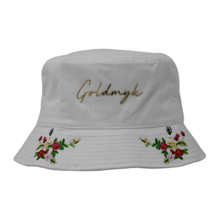 New And Beautiful Brushed Cotton Bucket Hat WithTPU Print And Flat Embroidery
