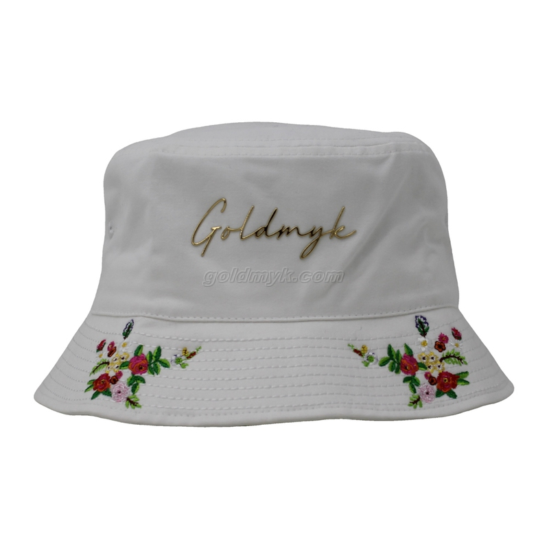 New And Beautiful Brushed Cotton Bucket Hat WithTPU Print And Flat Embroidery