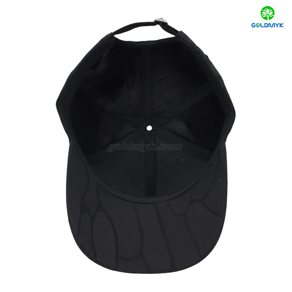 Custom Black Jacquard 6-Panel Curved Brim Sporty Style Street Wear for Business Baseball Cap 