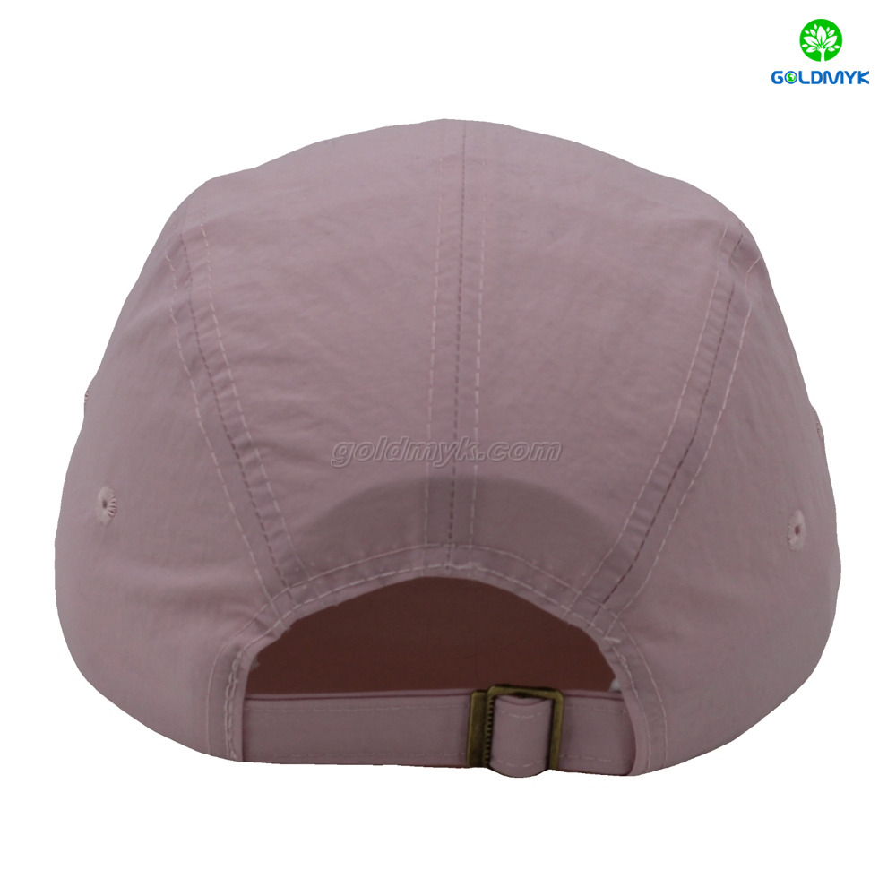 100% Polyester Pink Flat Embroidery Street Style Custom Fabric Cap Curved Brim 5-Panel Baseball Cap