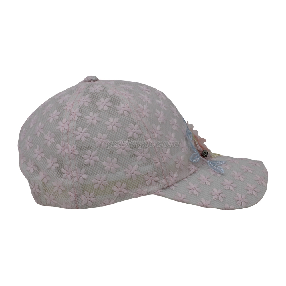 100% Polyester Baseball Cap Rope of Women And Men Custom Embroidery Silk Printed 6 Panel Cap Metal Buckle Closure