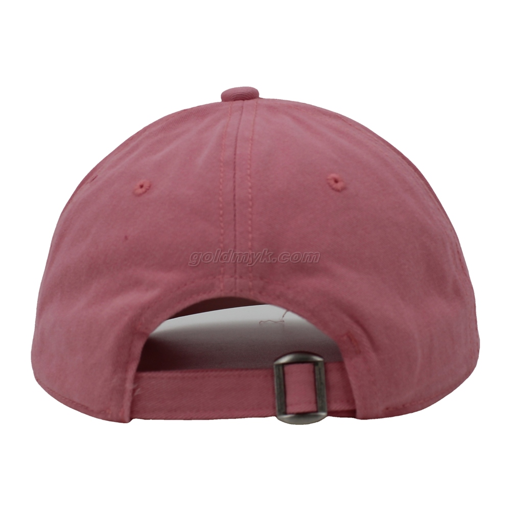 100% Washed Cotton Baseball Cap Rope of Women And Men Custom Embroidery Silk Printed 6 Panel Cap Metal Buckle Closure