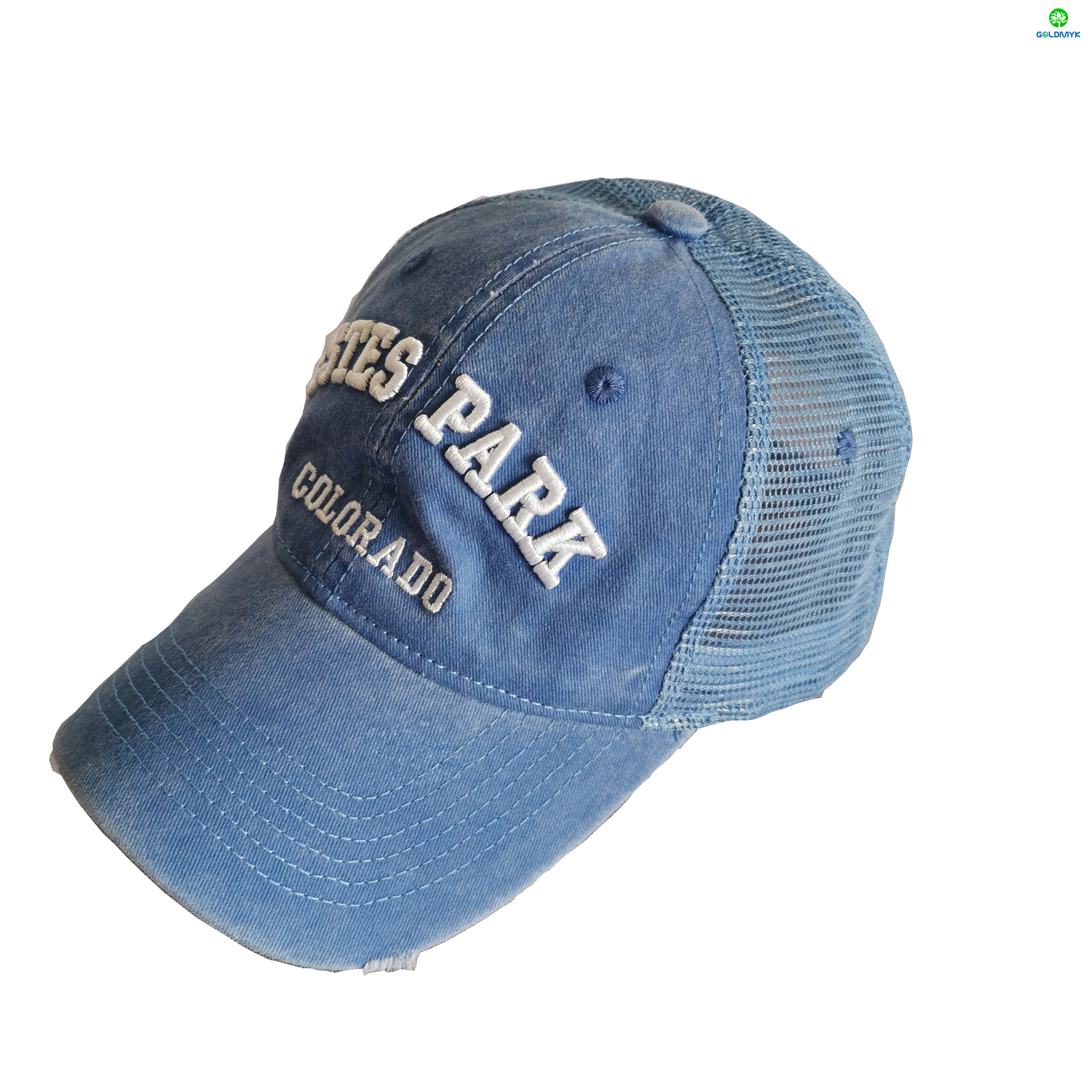3D Embroidery Pigment Washed Mesh Cap With Distressed Visor