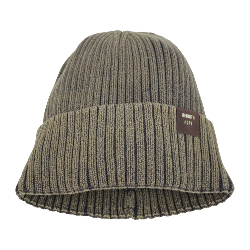 Custom Beanie Knitted Winter Hat Woven Embroidery for Men Women Winter Knit Hat Warm Slouchy Beanie Cuffed Skull Cap