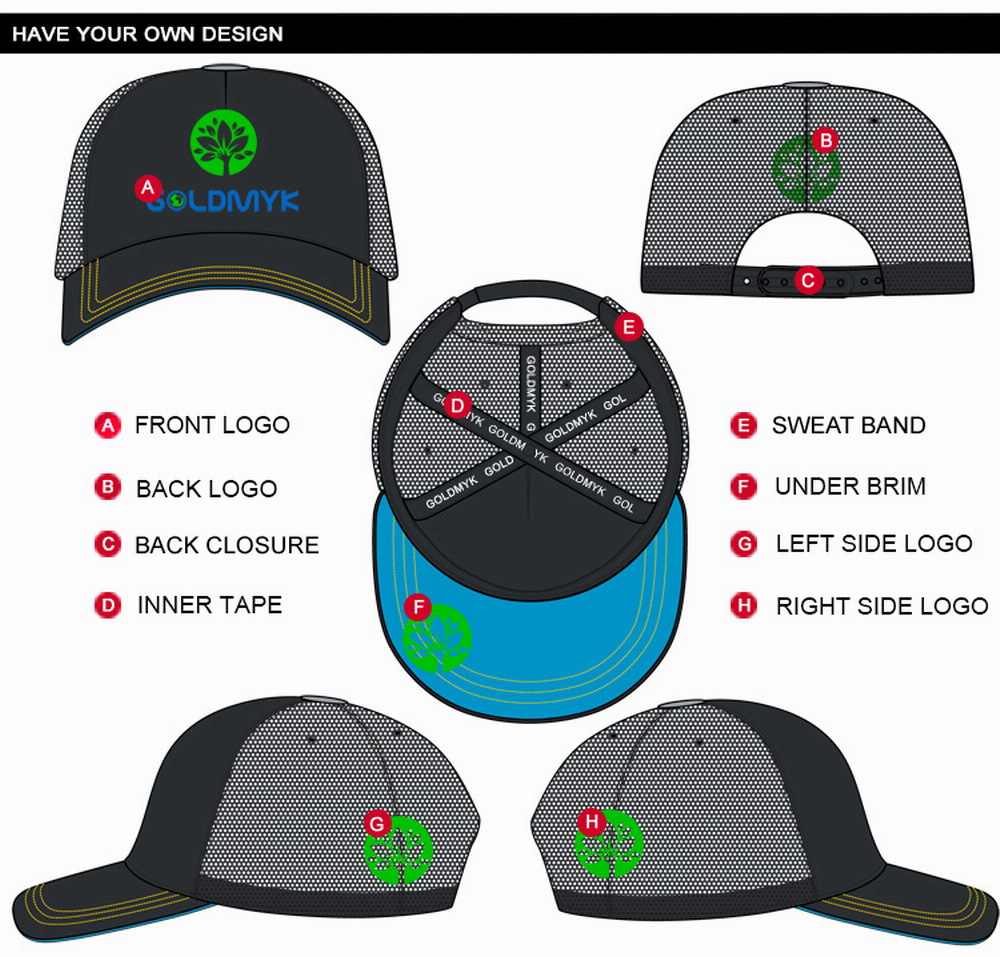 5 panel mesh baseball cap have your own design