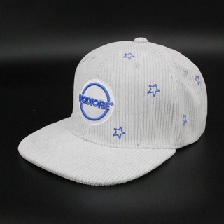 Custom 100% Cotton Corduroy Fabric 3D Embroidery 6 Panel Snapback Hat Custom Logo Snapback Cap Unisex