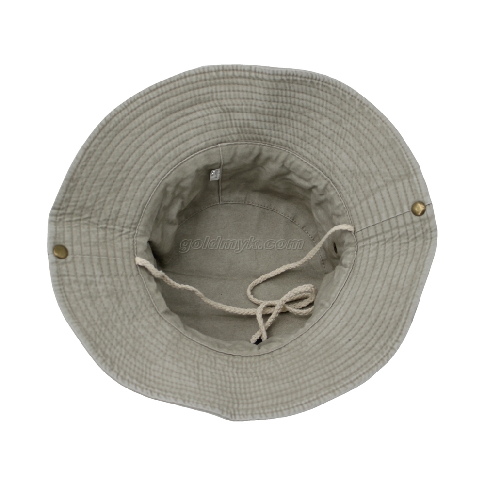 100% Cotton Fabric Bucket Cap Hand Washed Women And Men Acid Washed , Patch Embroidery, 6 Panel Cap
