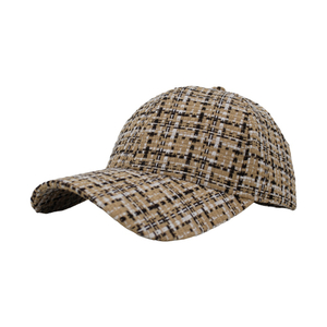 Hot Sale Checked Fabric Six Panels Structured Baseball Cap And Hat with Custom Logo Design