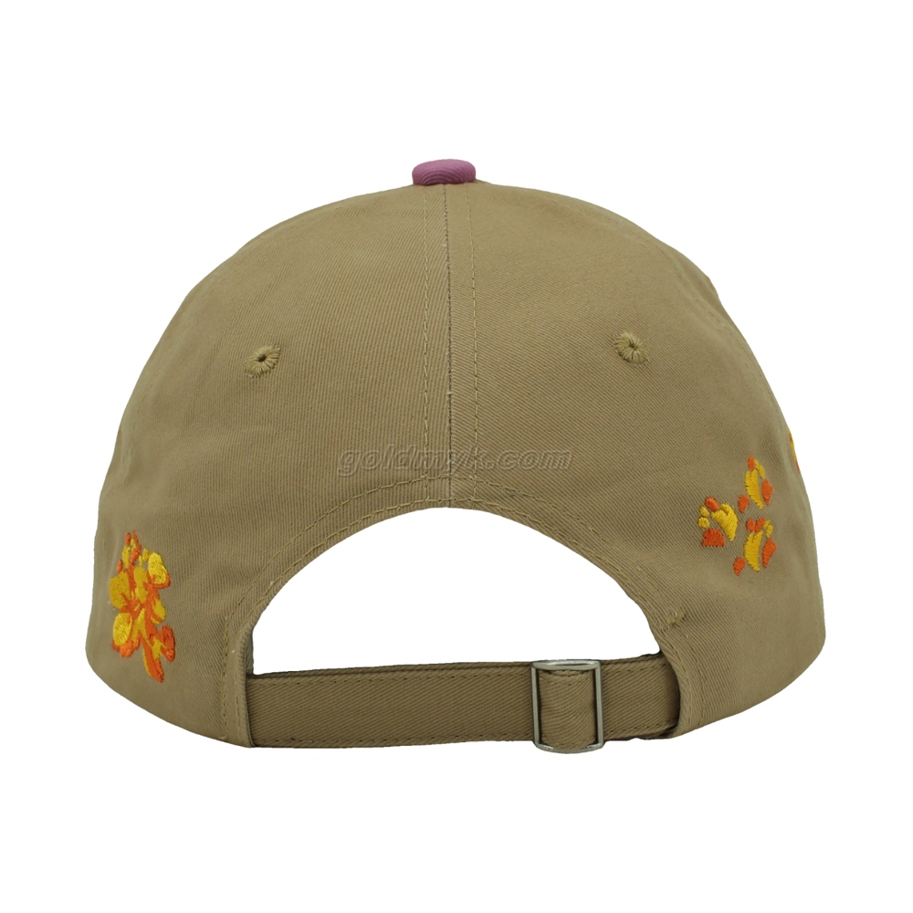 100% Cotton Baseball Cap Rope of Women And Men Custom Embroidery Silk Printed 6 Panel Cap Metal Buckle Closure