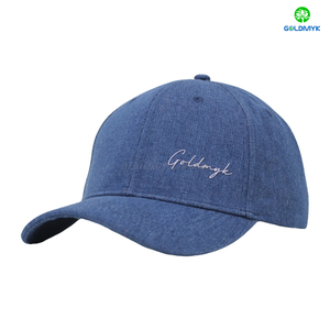 Custom 100% Cotton Twill Denim Navy Blue 6-Panel Baseball Cap Hat TPU Logo Sporty Design for Women Men Embroidery Business