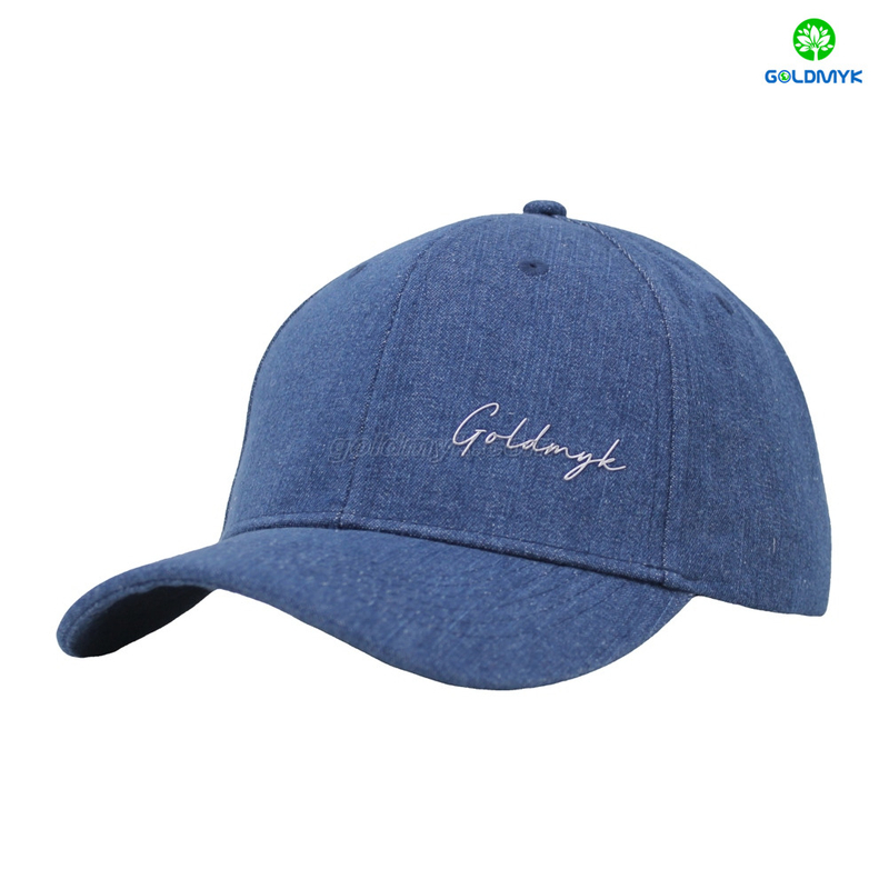 Custom 100% Cotton Twill Denim Navy Blue 6-Panel Baseball Cap Hat TPU Logo Sporty Design for Women Men Embroidery Business
