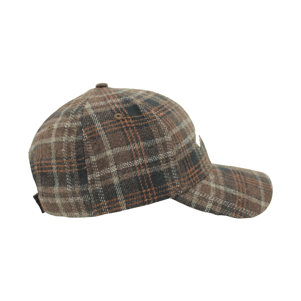 Warm And Thick And Wool Checked Fabric Baseball Cap And Hat with Custom Embroidery