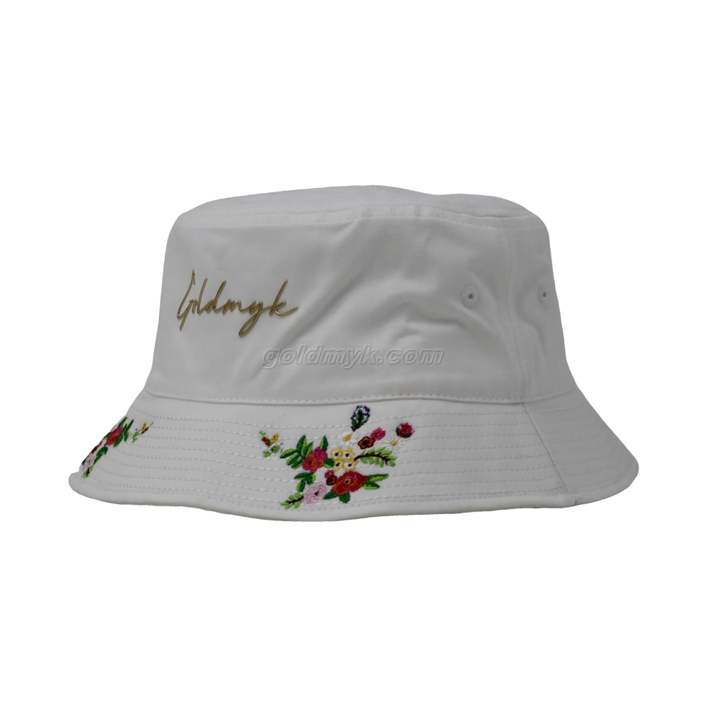 New And Beautiful Brushed Cotton Bucket Hat WithTPU Print And Flat Embroidery