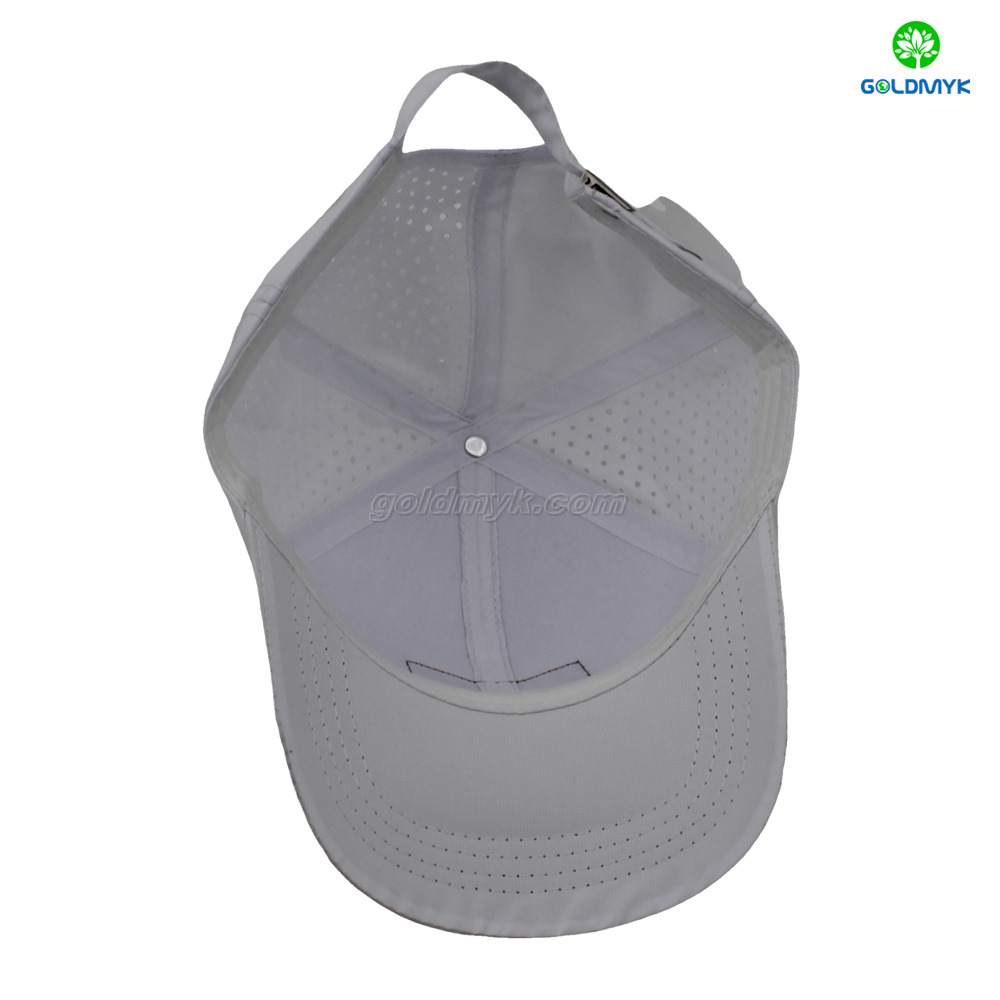 Laser Drilling Leather Patch White Street Style Custom Fabric Cap Curved Brim 6-Panel Trucker Mesh Caps