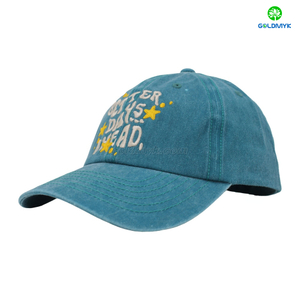 Stylish 6-Panel Blue Flat Embroidery Washed Design for Sports Business or Street Style Baseball Cap