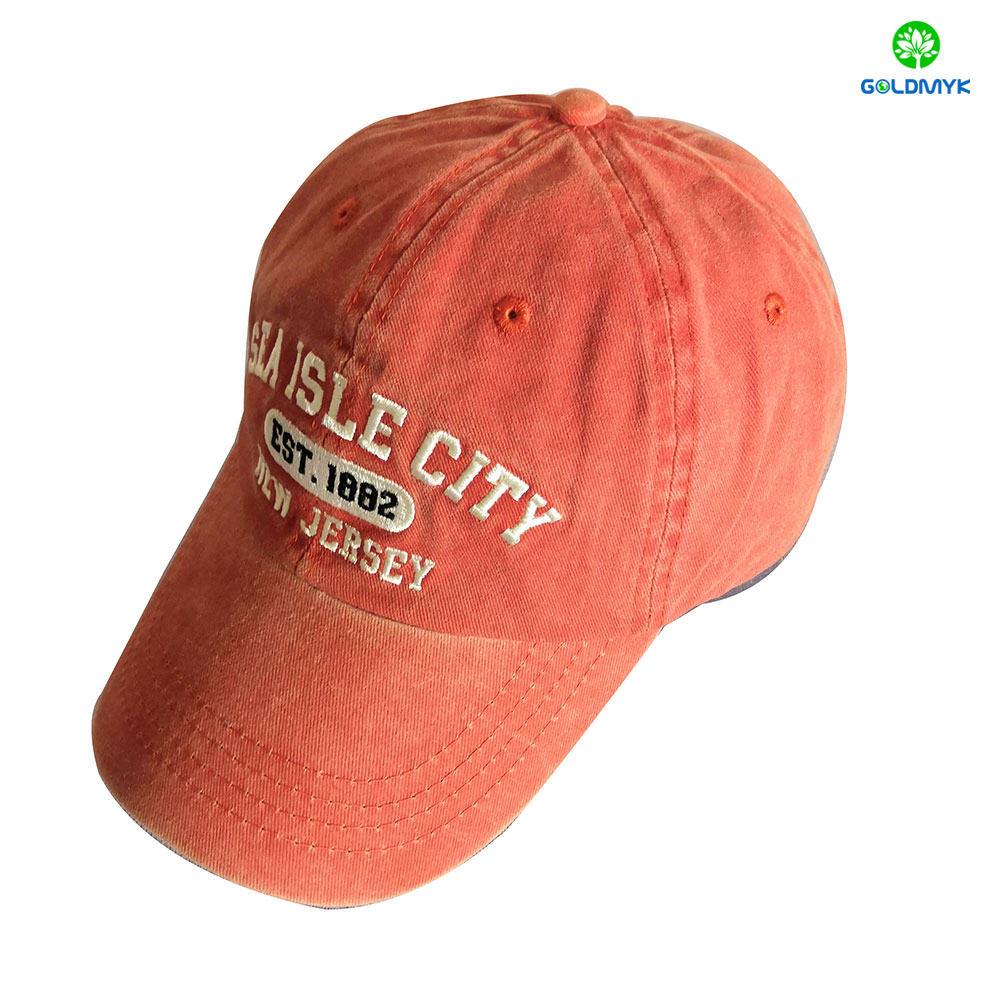 Flat Embroidery Pigment Washed Baseball Cap 