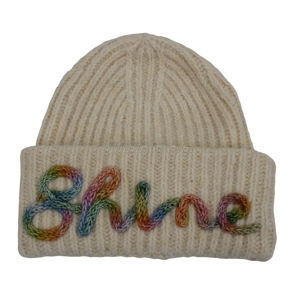 Knit Cuffed Beanie Hats Custom Logo Jacquard Knitted Beanie Hats Embroidery Knitted Beanies Unisex