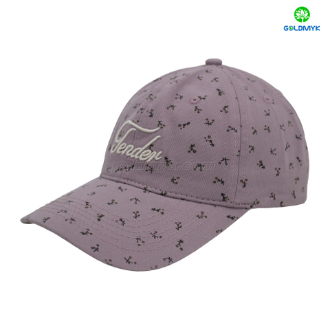 Purple Washed Floral Baseball Cap, Vintage Flower Pattern Adjustable Dad Hat