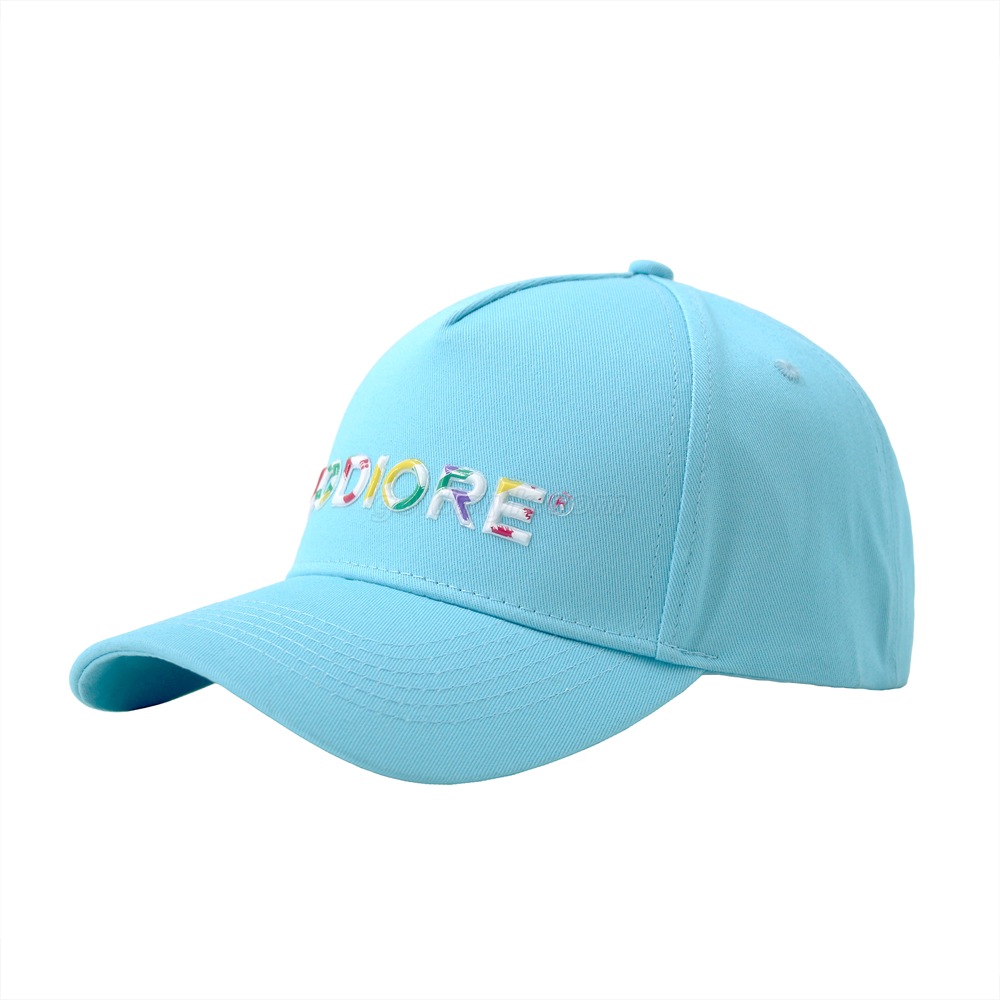 Custom Sky Blue Baseball Cap 100% Cotton Twill Fabric Baseball Hat with TPU Printing Logo Can Embroidery Of Women And Men