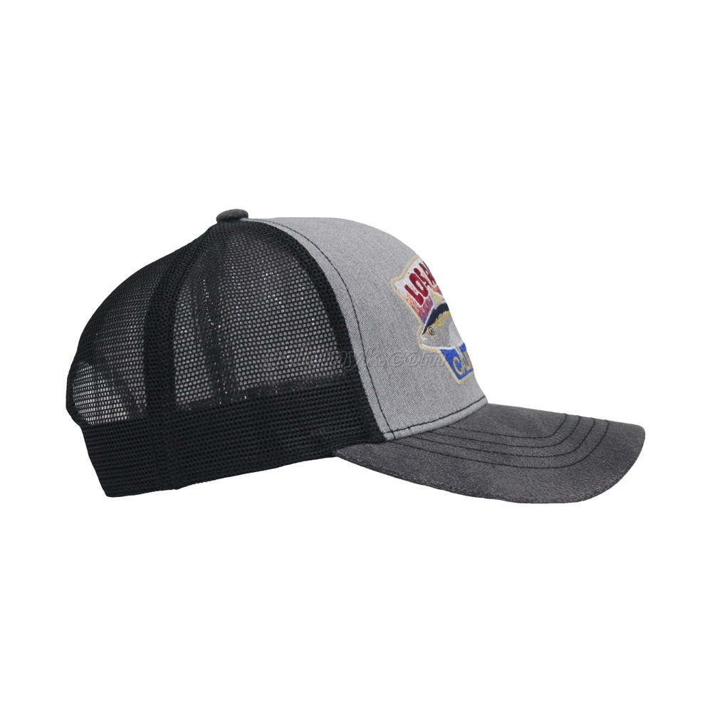 Best Sale Six Panels Heather Grey Color Cotton Twill Trucker Mesh Cap And Hat with Custom Embroidery