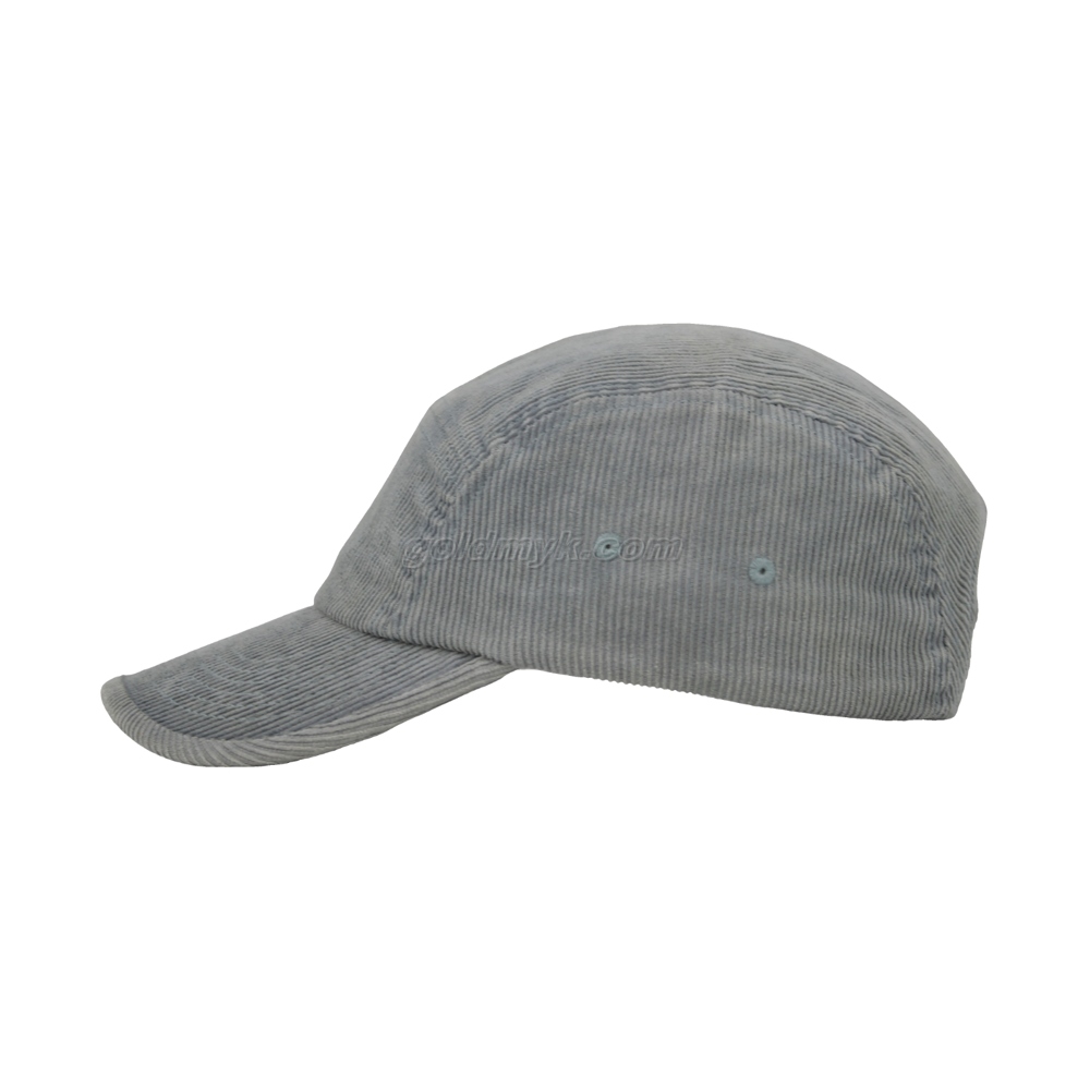 Promotional Custom Corduroy Fabric Five Panels Sports Cap And Hat with Semi Curved Peak