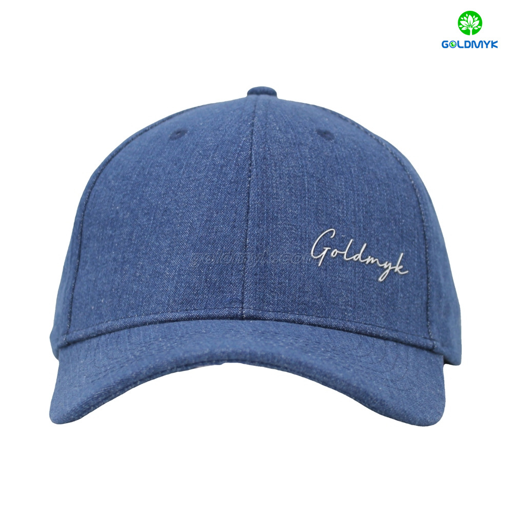 Custom 100% Cotton Twill Denim Navy Blue 6-Panel Baseball Cap Hat TPU Logo Sporty Design for Women Men Embroidery Business