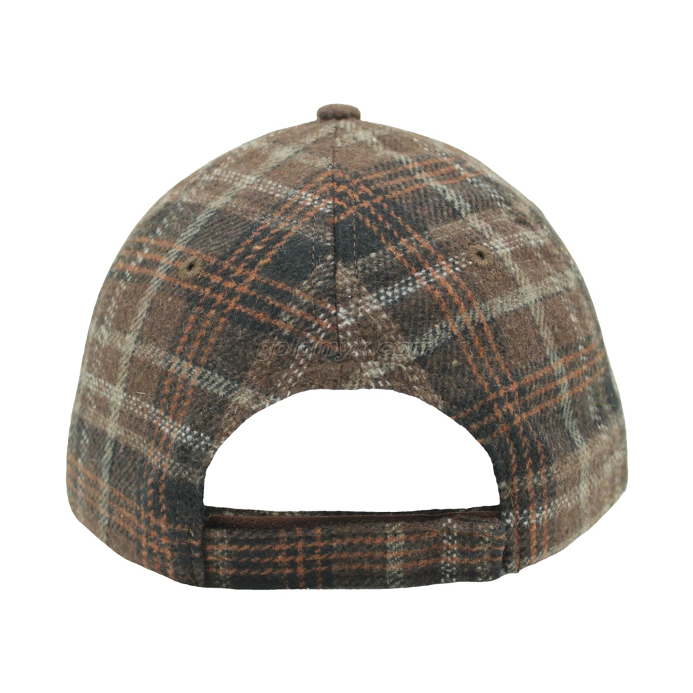 Warm And Thick And Wool Checked Fabric Baseball Cap And Hat with Custom Embroidery