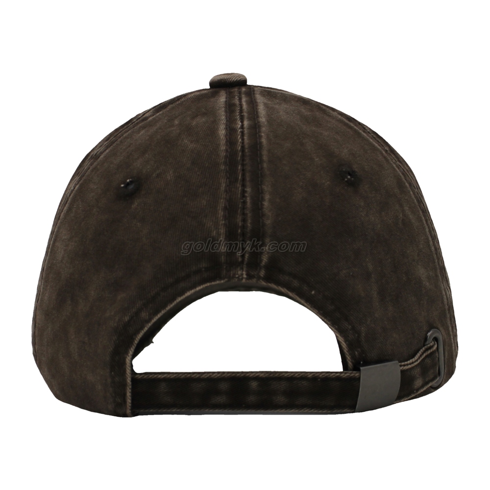100% Washed Cotton Baseball Cap Rope of Women And Men Custom Embroidery Silk Printed 6 Panel Cap Metal Buckle Closure