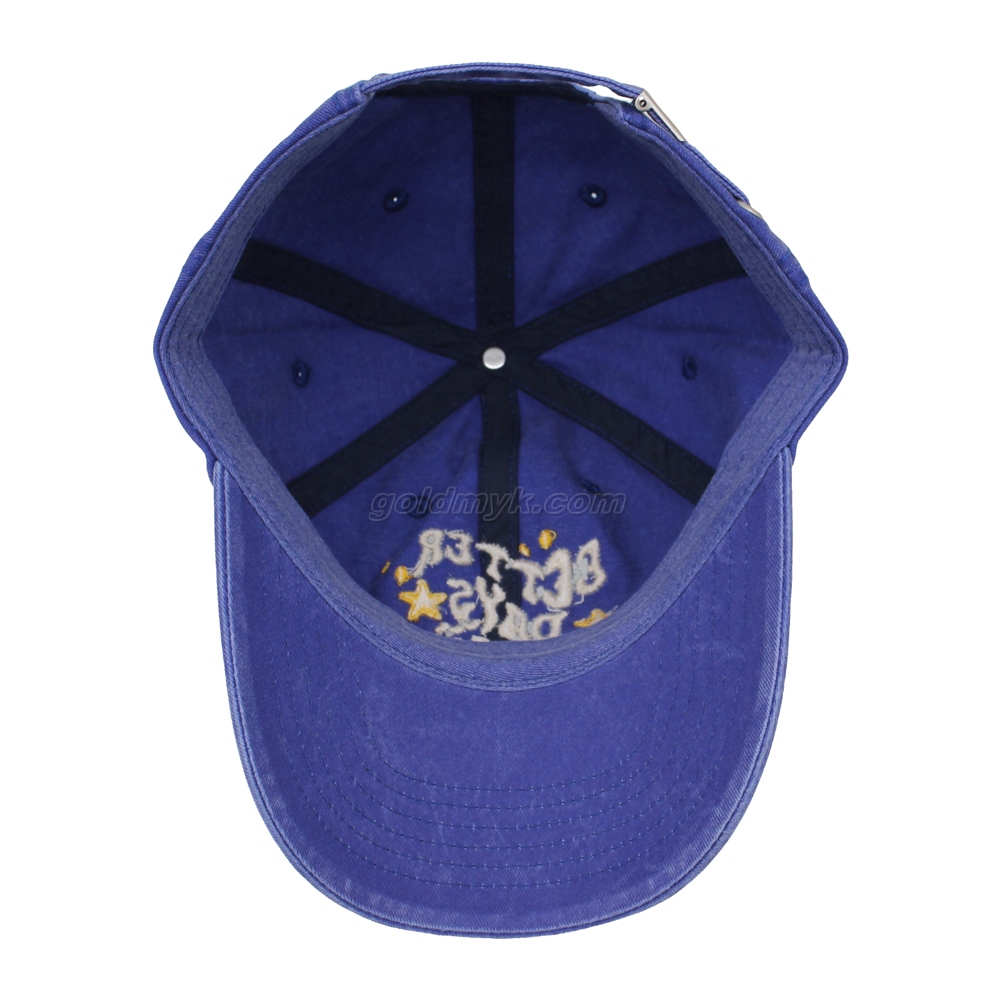 100% Washed Cotton Baseball Cap Rope of Women And Men Custom Embroidery Silk Printed 6 Panel Cap Metal Buckle Closure